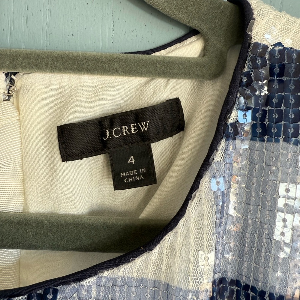 J. Crew Navy and White Sequined midi Dress - Picture 3 of 3
